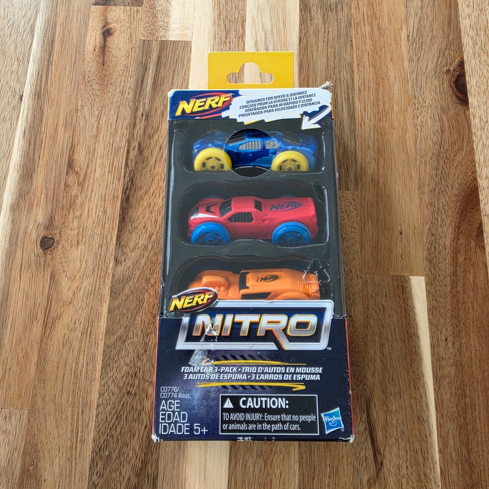 Nerf Nitro Foam Car 3-Pack Hasbro C0776 Stunt Racing Toy Vehicles NEW